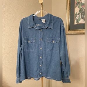 Vintage Basic Editions Chambray Button Down Shirt - Size 22W